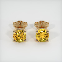 1.21 Ct.Tw. Orangish Yellow Sapphire Earrings, 14K Yellow Gold 1